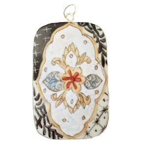 Vintage Antique Talavera Style Mexican Tile Pottery Shard Jewelry Pendant